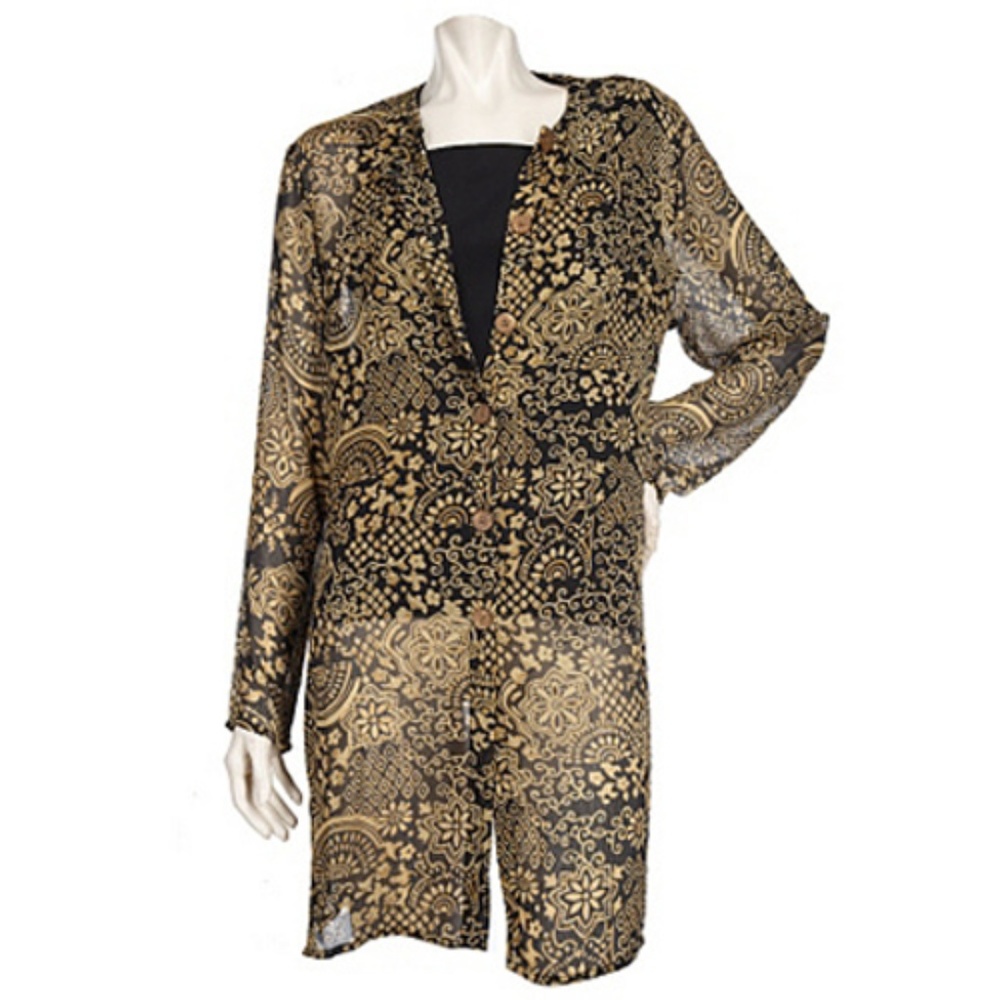 Susan Graver Stencil Print Duster and Solid Tank